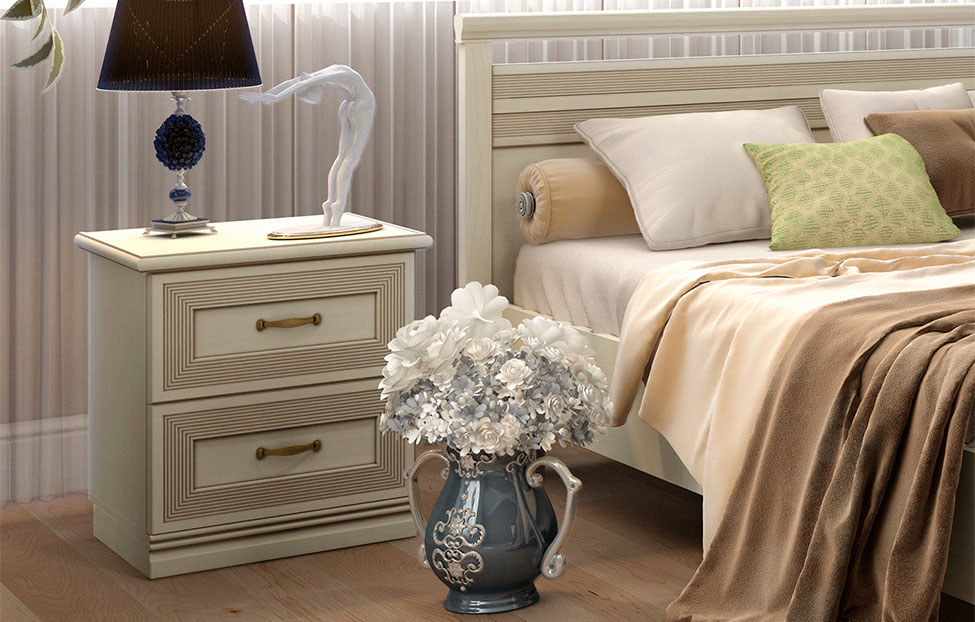 Прикроватные тумбы - изображение №9 "Прикроватная тумба Адажио с выдвижными ящиками"  на www.Angstrem-mebel.ru