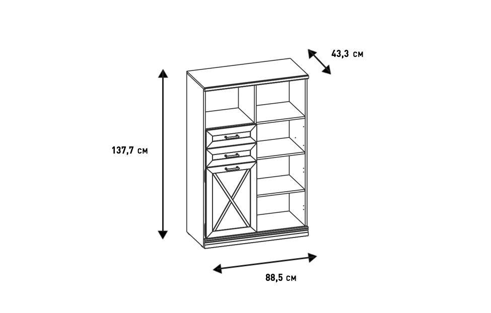 Комбинированные шкафы - изображение №5 "Шкаф Кантри"  на www.Angstrem-mebel.ru