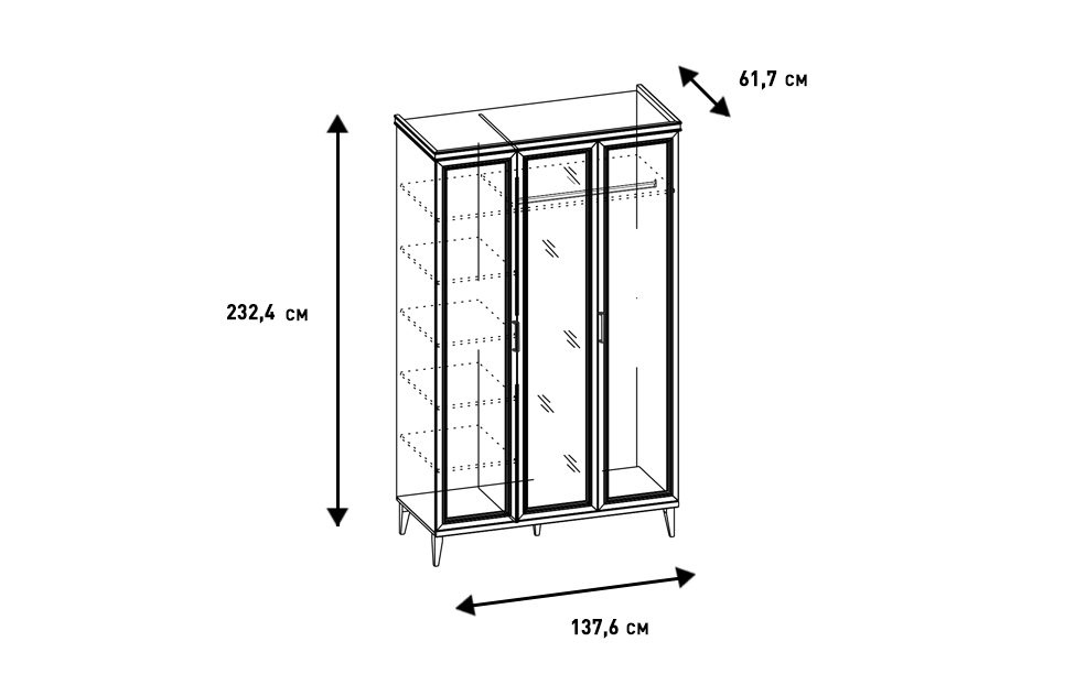 Шкафы платяные - изображение №6 "Шкаф Орландо для одежды"  на www.Angstrem-mebel.ru