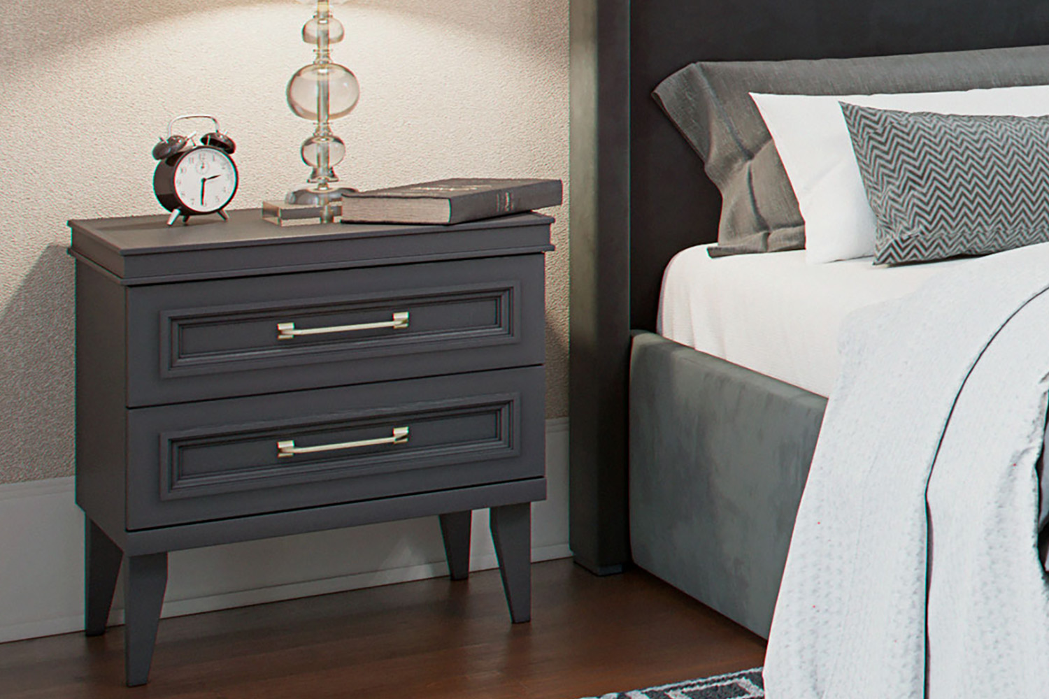 Прикроватные тумбы - изображение №3 "Прикроватная тумба Орландо с выдвижными ящиками"  на www.Angstrem-mebel.ru