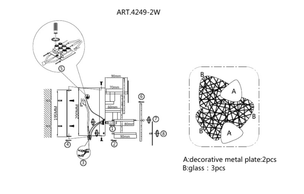 Бра - изображение №5 "Настенный светильник Krakle D120*W240*H280 2*G9*40W"  на www.Angstrem-mebel.ru