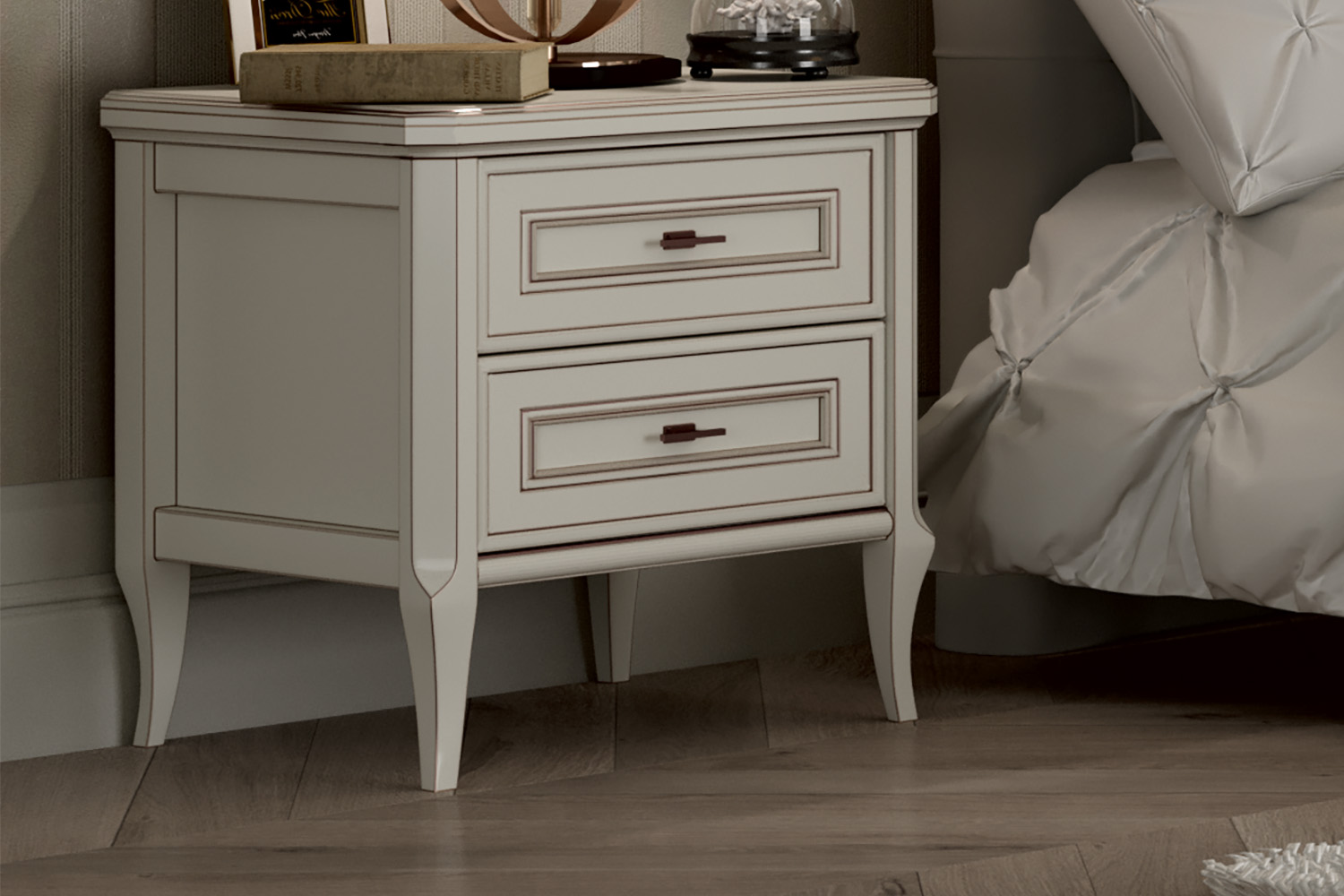 Прикроватные тумбы - изображение №3 "Прикроватная тумба Онтарио с выдвижными ящиками"  на www.Angstrem-mebel.ru