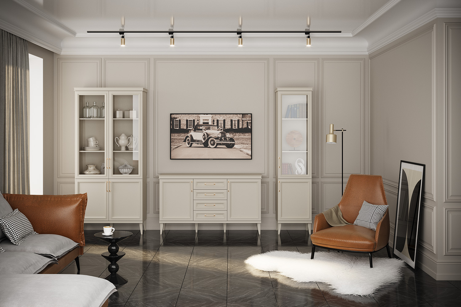 Шкафы-витрины - изображение №5 "Шкаф Орландо с полками ОР-004.00 (1 комплект) ЛДСП"  на www.Angstrem-mebel.ru