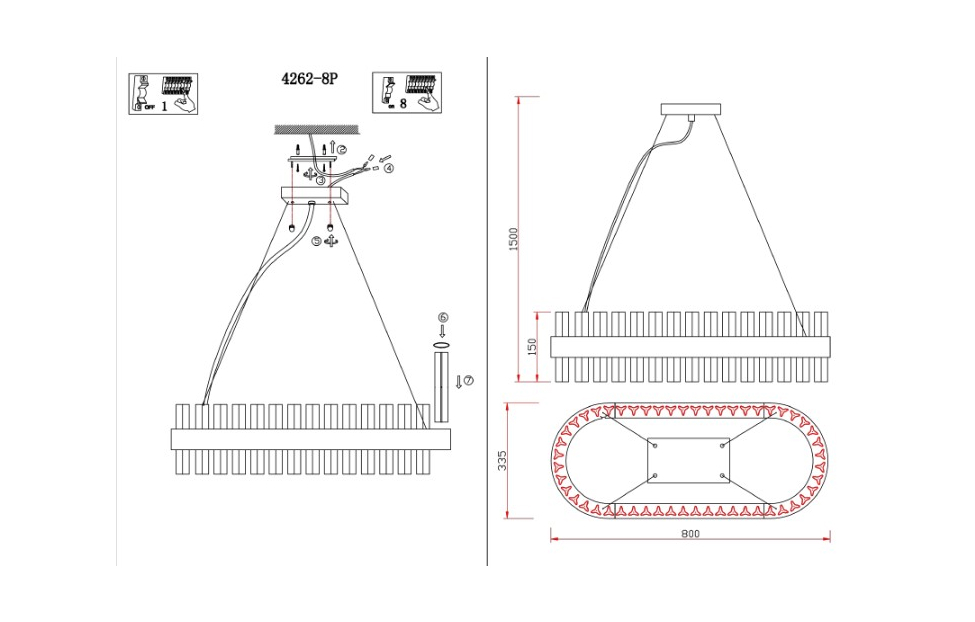 Люстры - изображение №5 "Подвесная люстра Marquis (золото) L800*W335*H150/1500 LED*27W"  на www.Angstrem-mebel.ru