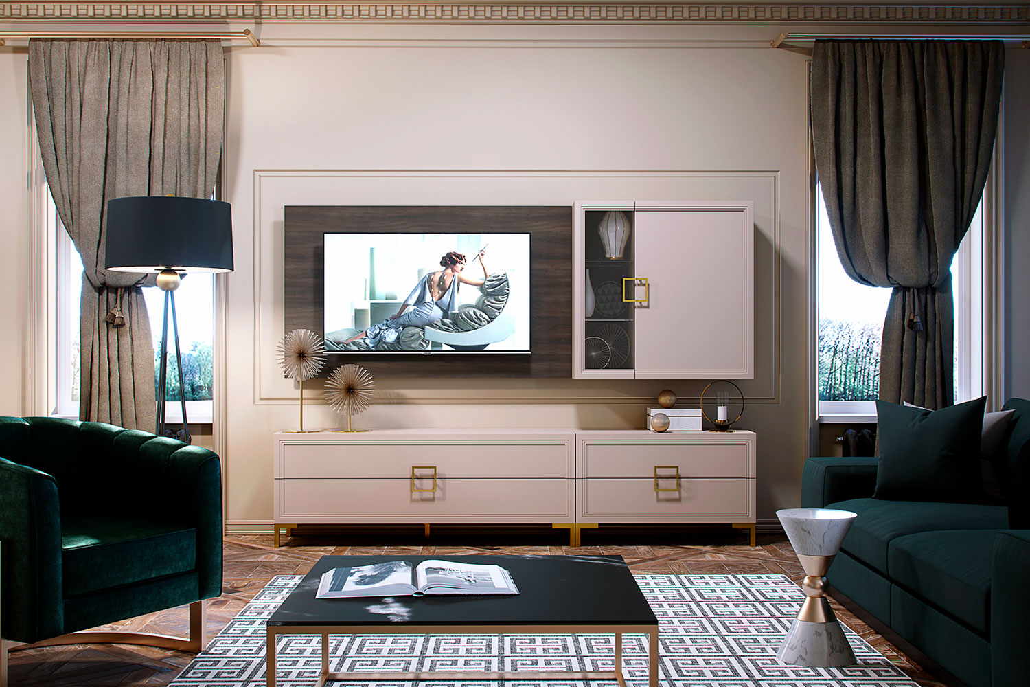 Тумбы под телевизор - изображение №5 "Тумба Дольче под телевизор с выдвижными ящиками"  на www.Angstrem-mebel.ru