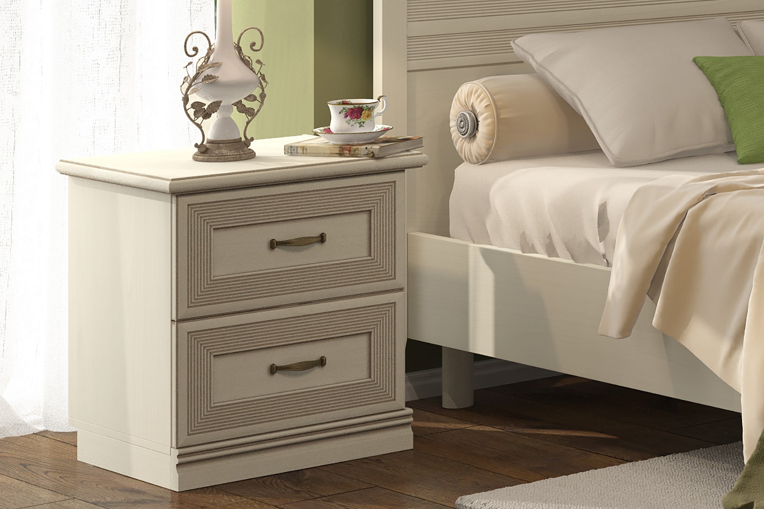 Прикроватные тумбы - изображение №3 "Прикроватная тумба Адажио с выдвижными ящиками"  на www.Angstrem-mebel.ru