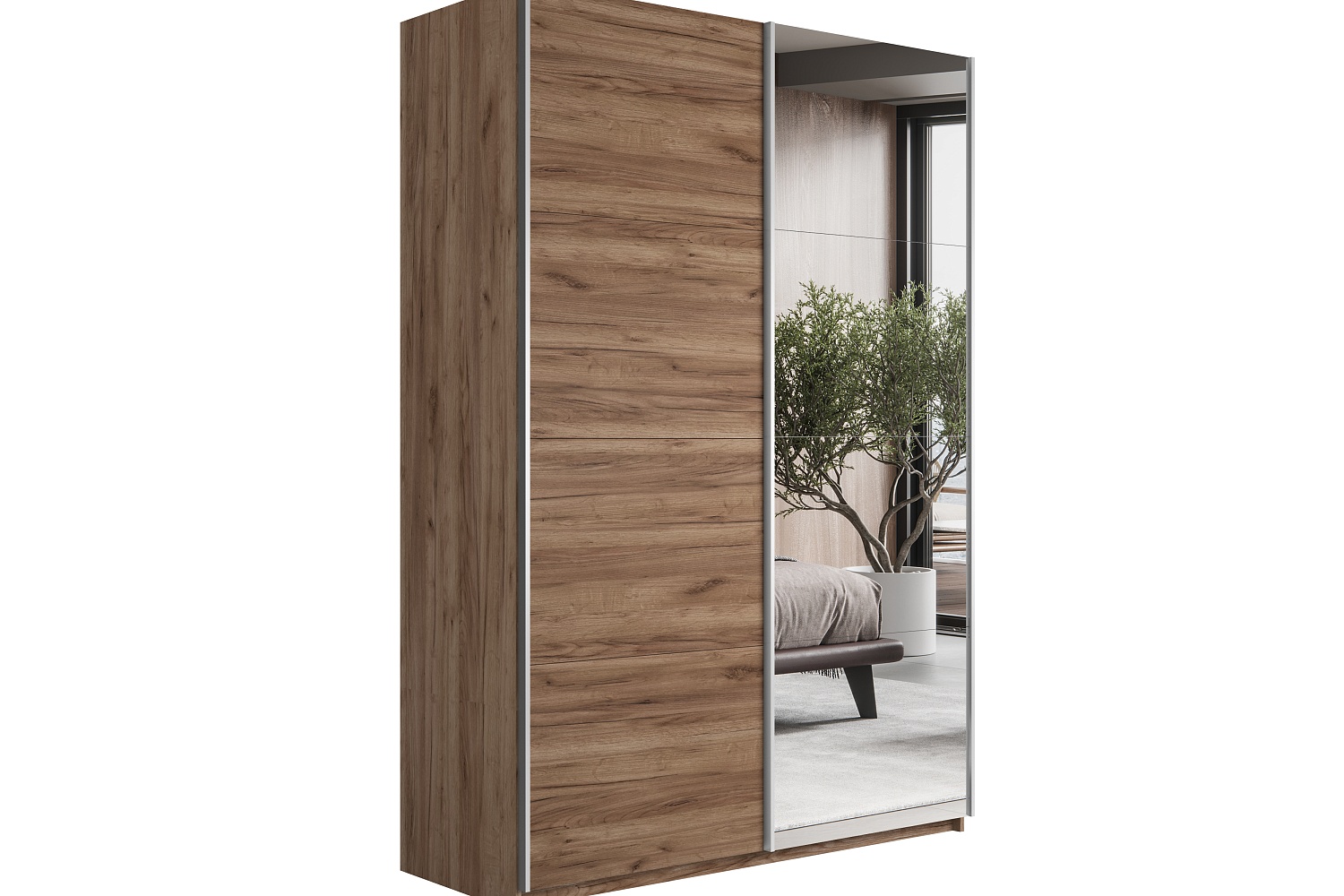 Шкафы-купе - изображение №4 "Шкаф-купе Lux Дуб табачный/зеркало"  на www.Angstrem-mebel.ru